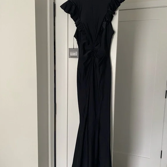NWT Philosophy Di Lorenzo Serafini ruffle-trim fluted maxi dress IT 42